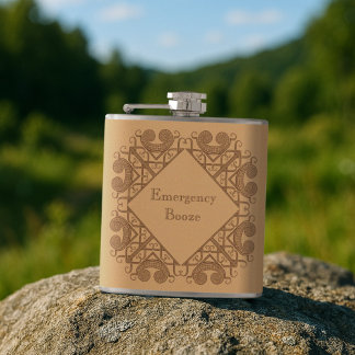 Petaca Gracioso Booze de Emergencia Añade Tu Texto Estilo