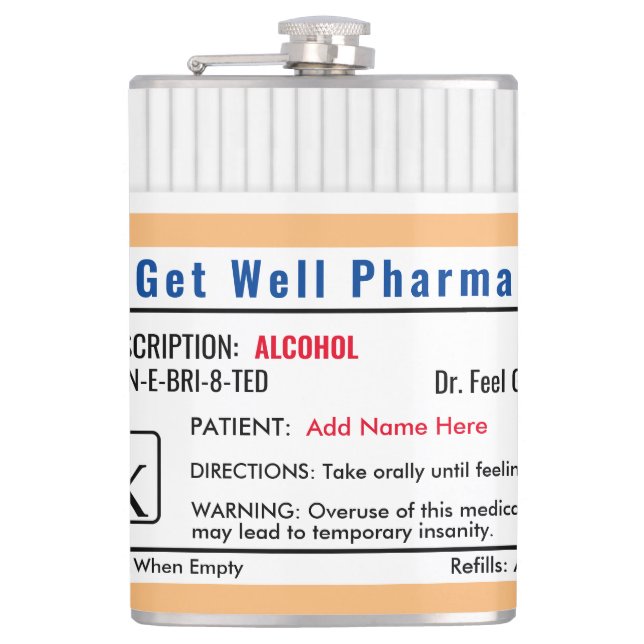 Petaca Gracioso Vidrio de Receta RX (Anverso)