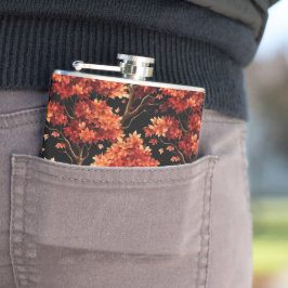 Petaca Gráfico de patrón sin foco del árbol de arce de ca