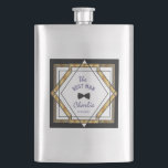Petaca Gran Gatsby Oro Blanco Art Deco El Mejor HOMBRE<br><div class="desc">La gran invitación a la boda de los años 20 en el Gran Gatsby Vintage Art Deco. El diseño de una tarjeta inspirada en el negro y el oro de los años 20 presenta un estilo geométrico de Relieve metalizado de oro falso de estilo Art Deco sobre un fondo de...</div>