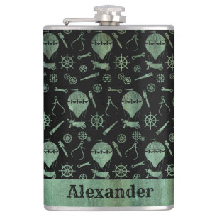 Petaca Gran Personalizado de temas de Steampunk Verdigris