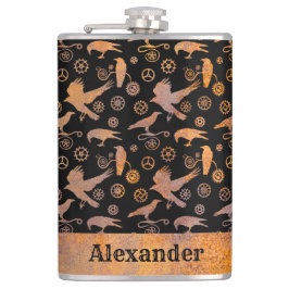 Petaca Grandes engranajes de rusty de vapor y nombre pers