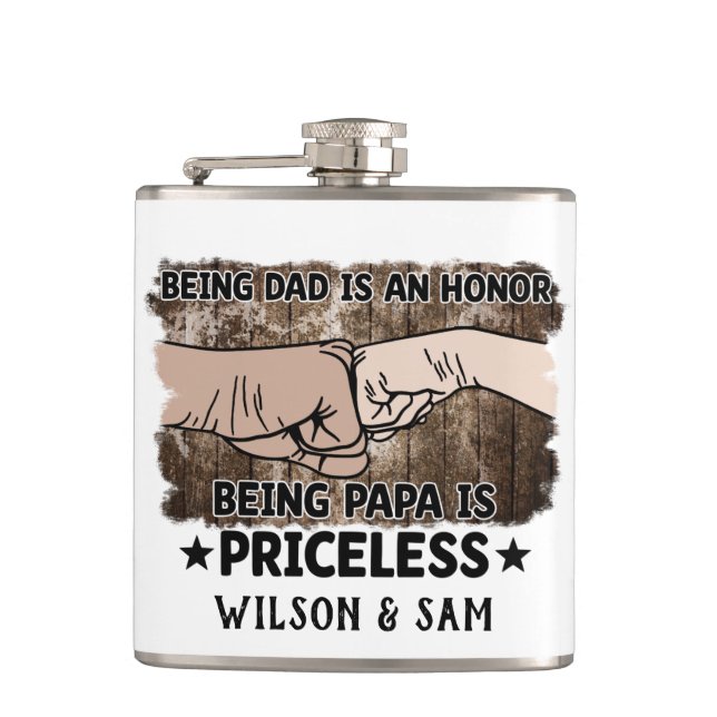 Petaca Grandfather | Being Papa Is Priceless | Father (Anverso)