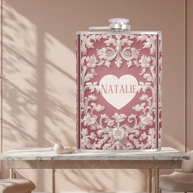 Petaca Grandiosidad barroca opulenta de scrollwork de cam (French Country Opulent Baroque Scrollwork Grandeur Flask)