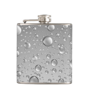 Petaca Grasas de lluvia abstractas de plata metálica