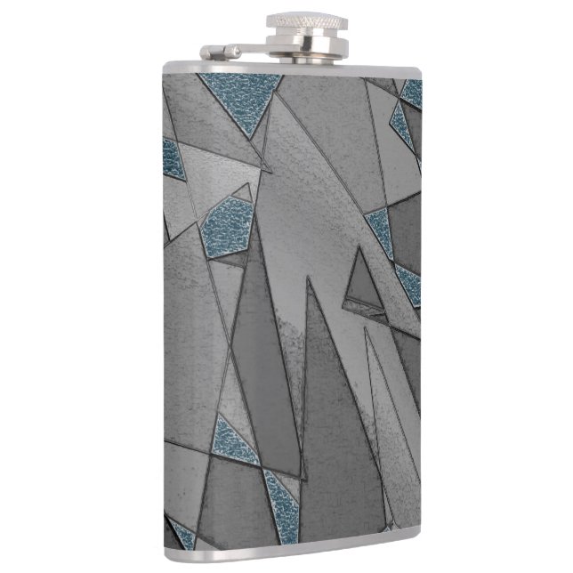 Petaca Gray triangle cutouts with rough dark blue pieces (Derecha)