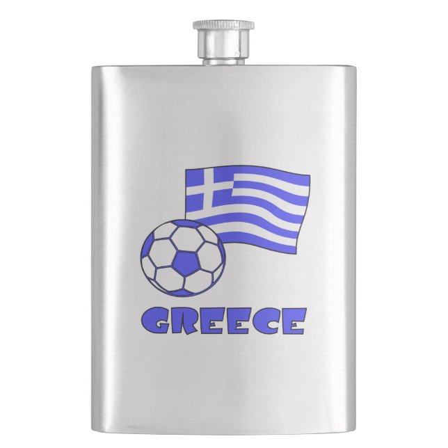 Petaca Grecia y la pelota de fútbol de la bandera griega (Anverso)