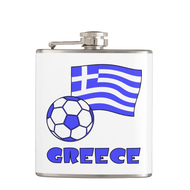 Petaca Grecia y la pelota de fútbol de la bandera griega (Anverso)