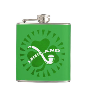Petaca Green 3 Leaf Shamrock Pipe And Irland Textos