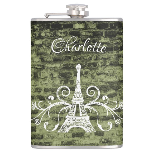 Petaca Green Eiffel Tower Grunge Flask (Anverso)