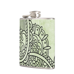 Petaca Green Mehndi Motif Flask