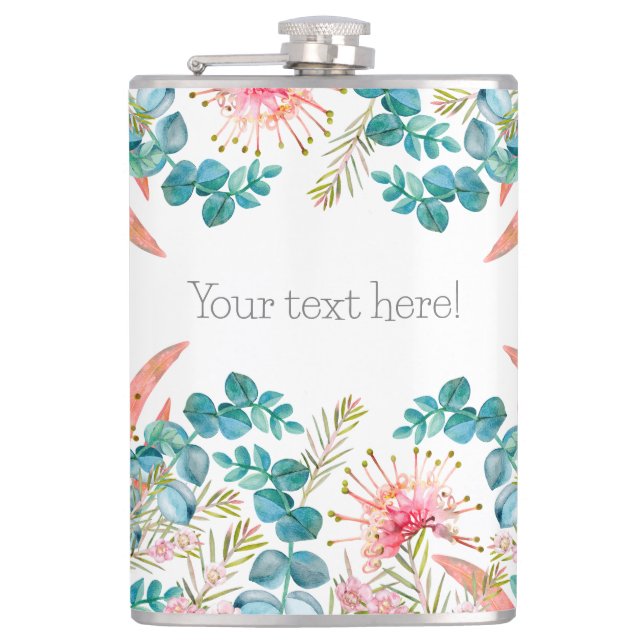 Petaca Grevillea Rosa Y Eucalipto personalizado (Anverso)