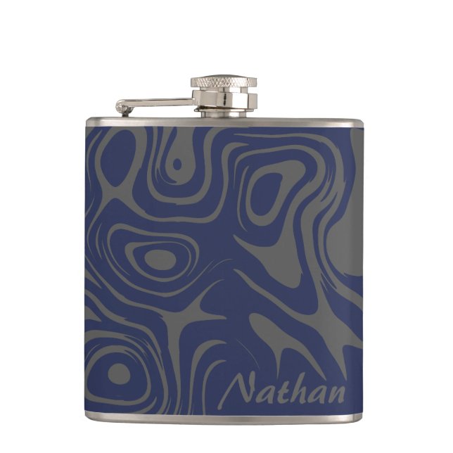 Petaca Grey and Blue Cool Abstract Pattern Personalised (Anverso)