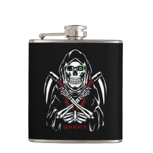 Petaca Grim Reaper Scythe Death Skeleton Bones Halloween