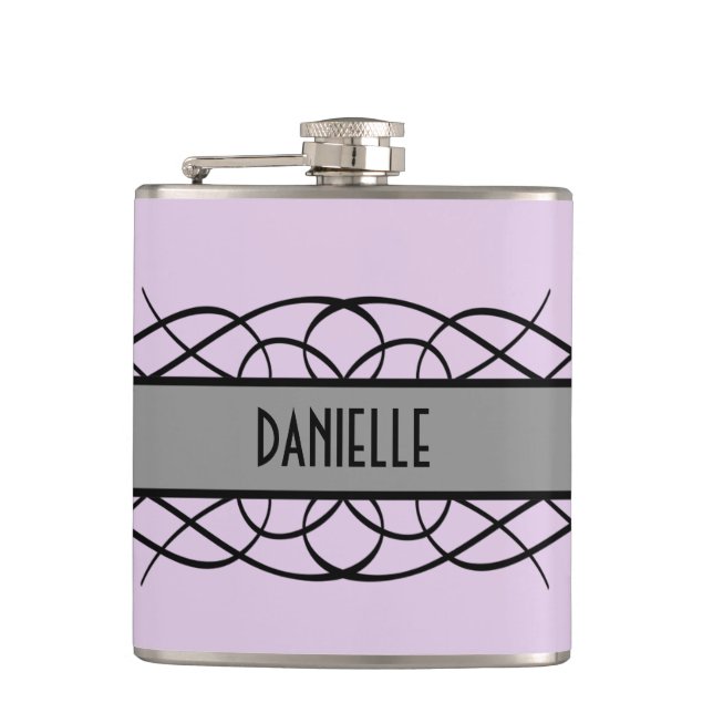 Petaca Gris Deco Flourish Flask (Anverso)