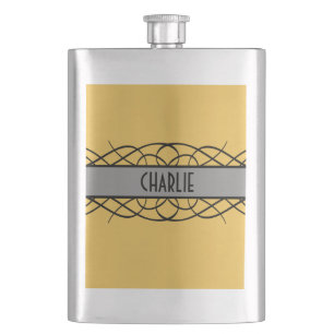 Petaca Gris Deco Flourish Flask