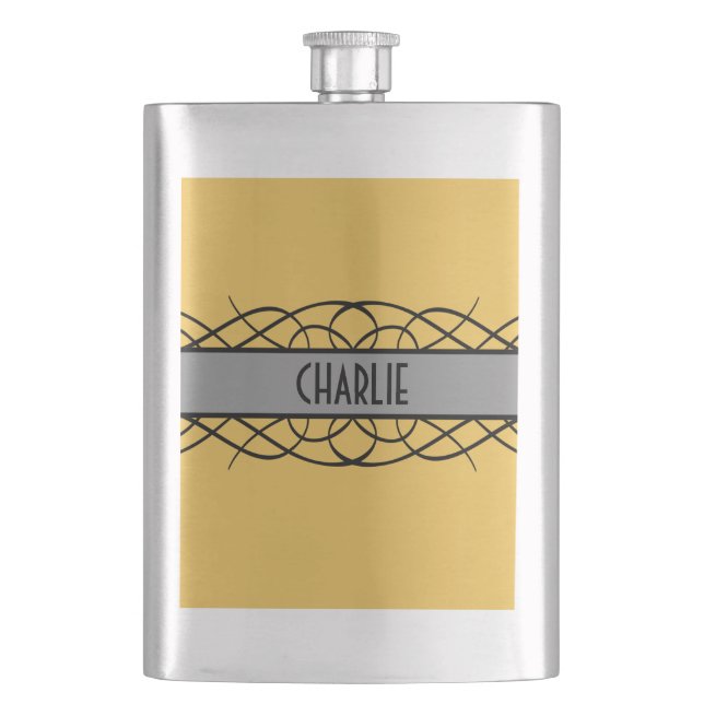 Petaca Gris Deco Flourish Flask (Anverso)