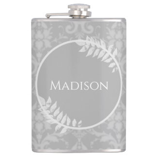 Petaca Gris Elegant Damask Flask