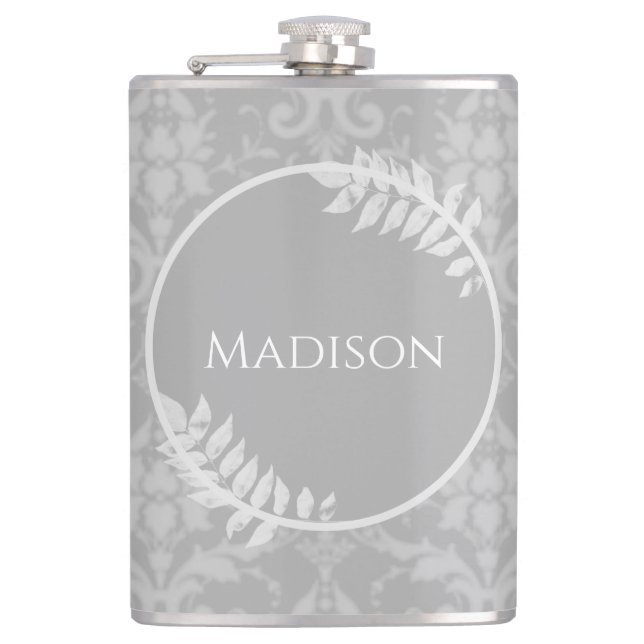 Petaca Gris Elegant Damask Flask (Anverso)
