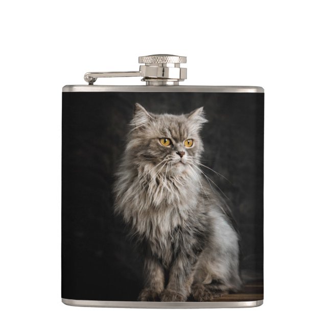 Petaca Gris Fluffy Cat (Anverso)