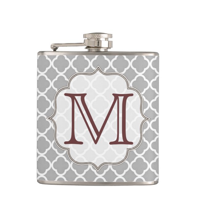 Petaca Gris Quarterfoil Latti Monograma Whiskey Flask (Anverso)