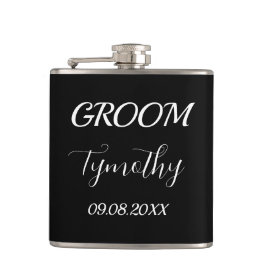 Petaca Groom Black Elegant Simple Gifts Boda