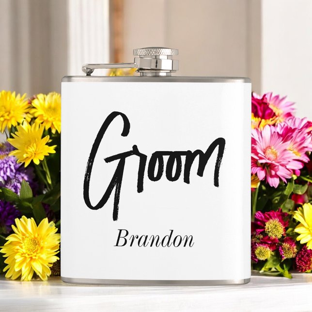 Petaca Groom Black White Boda (Subido por el creador)