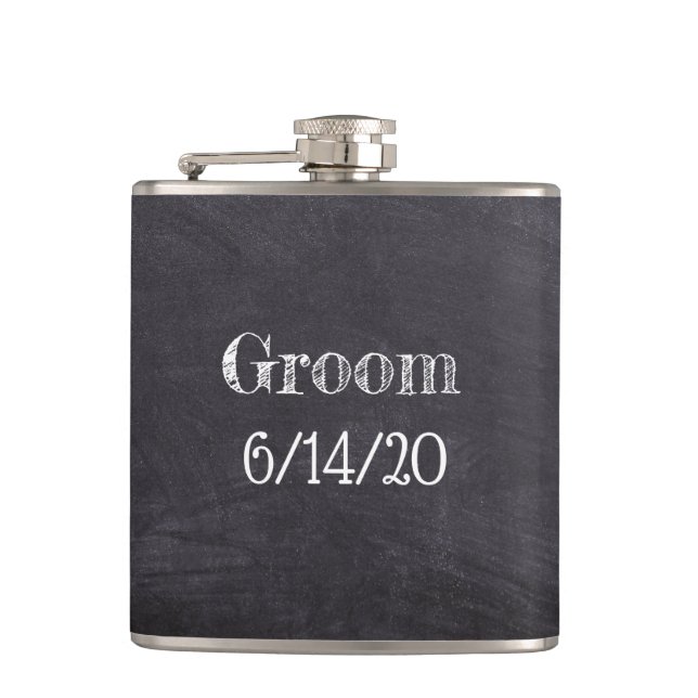 Petaca Groom Boda Black Chalkboard Whisky Flask (Anverso)