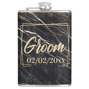 Petaca Groom Elegant: Celebración del Mármol de Oro