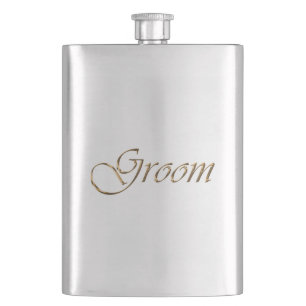 Petaca Groom, moda elegante del guión dorado