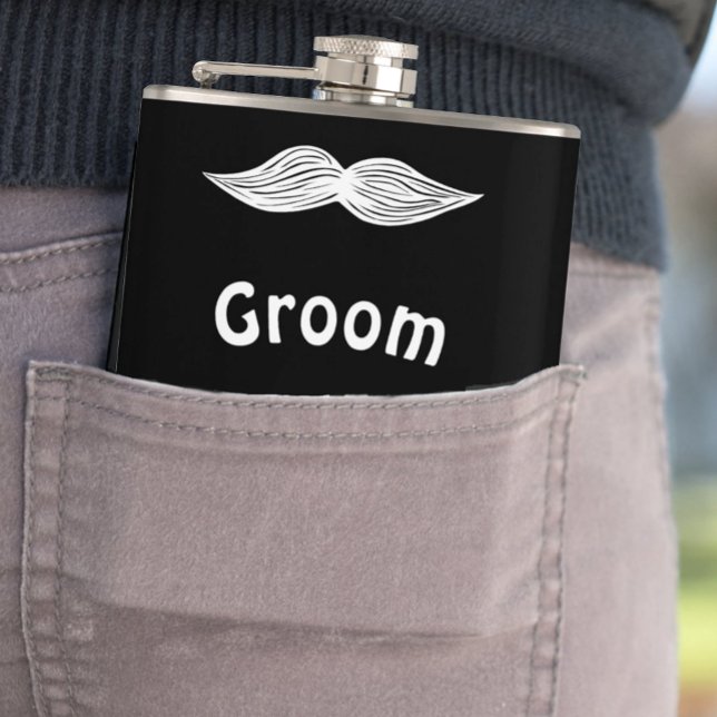 Petaca Groom Mustache Hipster Boda (Subido por el creador)