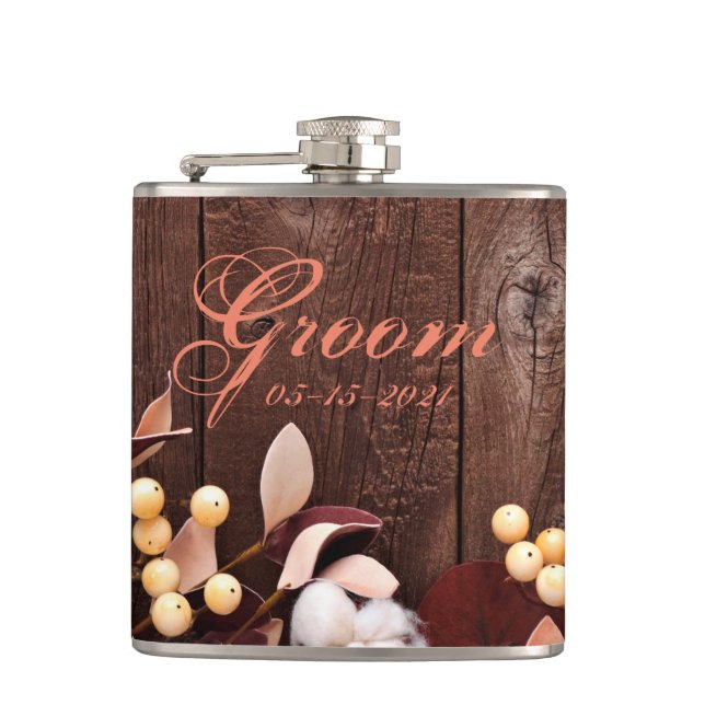 Petaca Groom Whiskey Flask Cotton Branch en la zona de ma (Anverso)