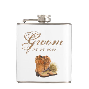 Petaca Groom Whiskey Flask Summer Country Wedtic