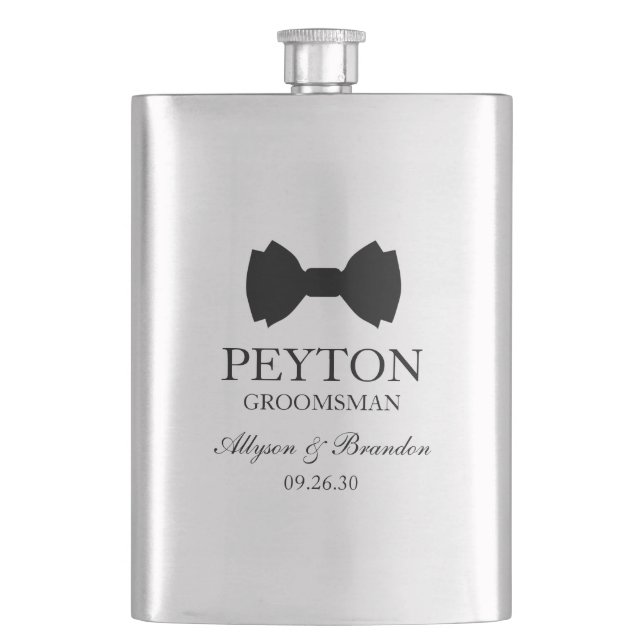 Petaca Groomsman Black Bow Tie (Anverso)