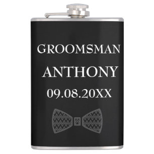 Petaca Groomsman Black Elegant Custom Name Gifts Boda
