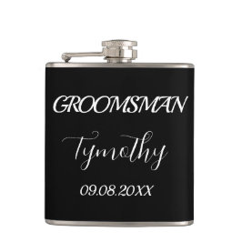 Petaca Groomsman Black Elegant Simple Gifts Boda
