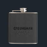 Petaca Groomsman Black Faux Leather Black Text<br><div class="desc">Perfect gift for your groomsman. Minimalistic design featuring black faux leather texture with black typography with an embossed look for the custom name of the groomsman.</div>