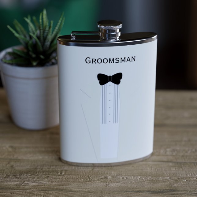 Petaca Groomsman Bow Tie Tuxedo Boda Flask (Subido por el creador)