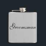Petaca Groomsman Flask<br><div class="desc">El matraz para el groomsman se muestra en un color gris con texto negro. Personalizar este artículo o compra tal cual.</div>