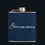 Petaca Groomsman Flask<br><div class="desc">El matamoscas se muestra en azul marino y blanco. Personalizar este artículo o compra tal cual.</div>