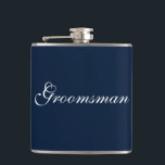 Petaca Groomsman Flask<br><div class="desc">El matamoscas se muestra en azul marino y blanco. Personalizar este artículo o compra tal cual.</div>