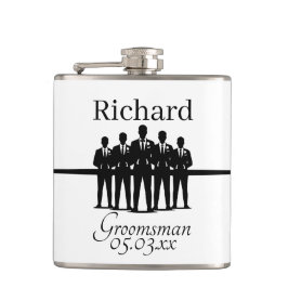 Petaca Groomsman Name Date Suit Silhouette Wedding Party
