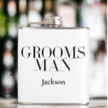 Petaca Groomsman Personalizado Blanco Negro Moderno Simpl<br><div class="desc">Estos frascos personalizados son una excelente manera de mostrar su aprecio por sus compatriotas y hacer un regalo memorable. El diseño blanco y negro les da un aspecto elegante y sofisticado, perfecto para un boda. Puedes personalizar los frascos con los nombres o iniciales de tus padrinos, y vienen en una...</div>