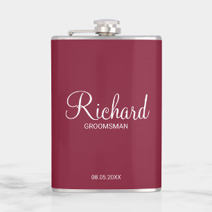 Petaca Groomsman personalizado con guión moderno