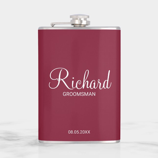 Petaca Groomsman personalizado con guión moderno (Subido por el creador)