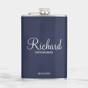 Petaca Groomsman personalizado con guión moderno
