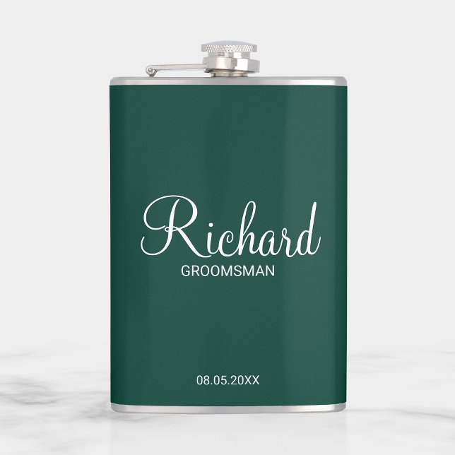 Petaca Groomsman personalizado con guión moderno (Subido por el creador)