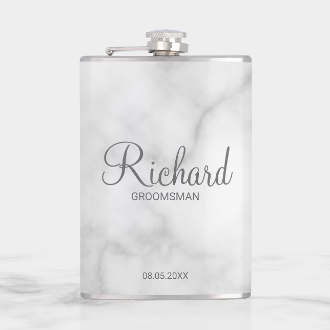 Petaca Groomsman personalizado con guión moderno (Subido por el creador)