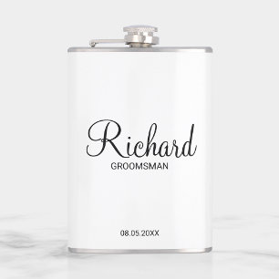 Petaca Groomsman personalizado con guión moderno