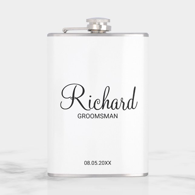 Petaca Groomsman personalizado con guión moderno (Subido por el creador)
